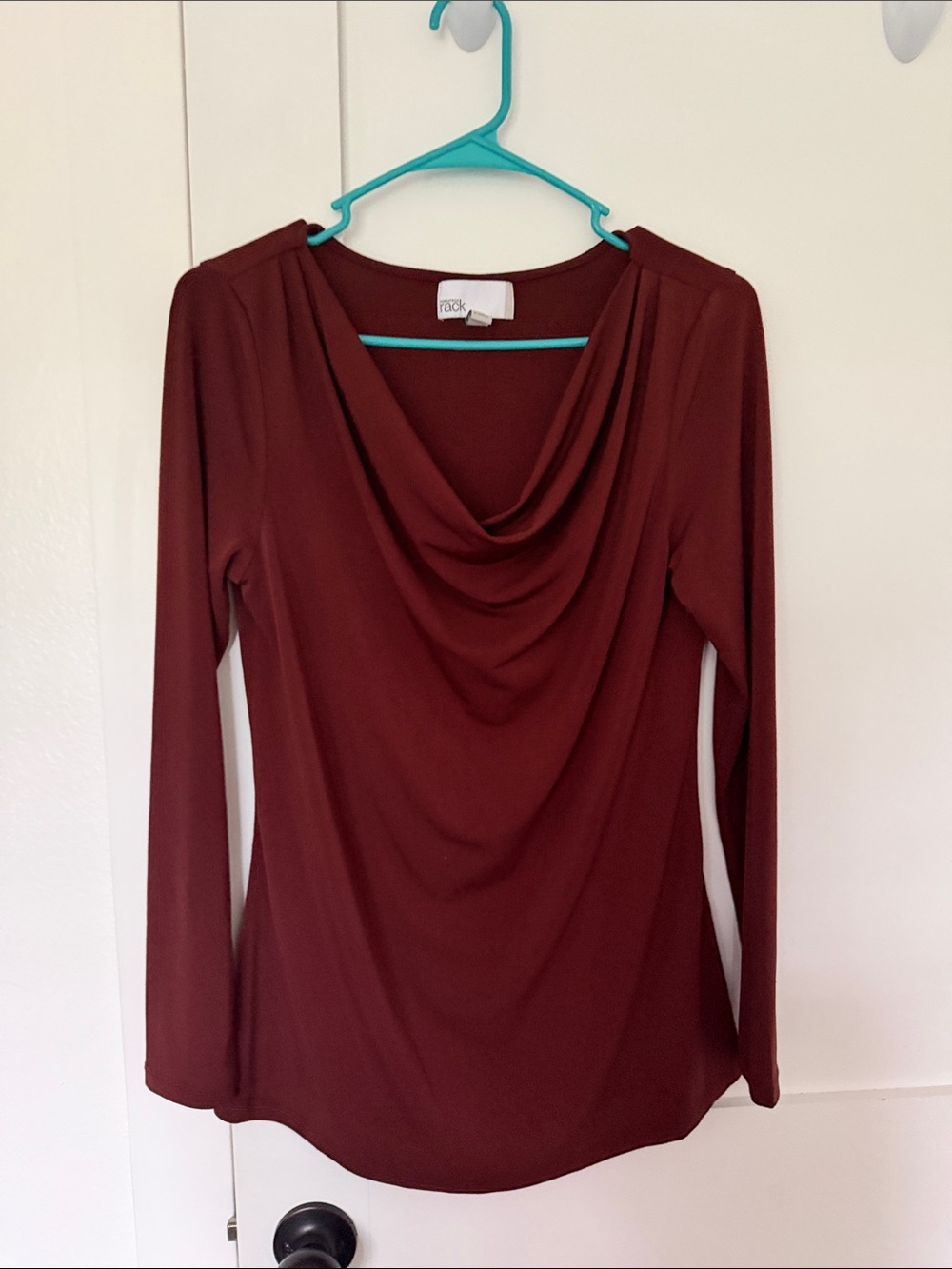 Nordstrom Rack Women's Burgundy/rust Cowl Neck Long Sleeve Top